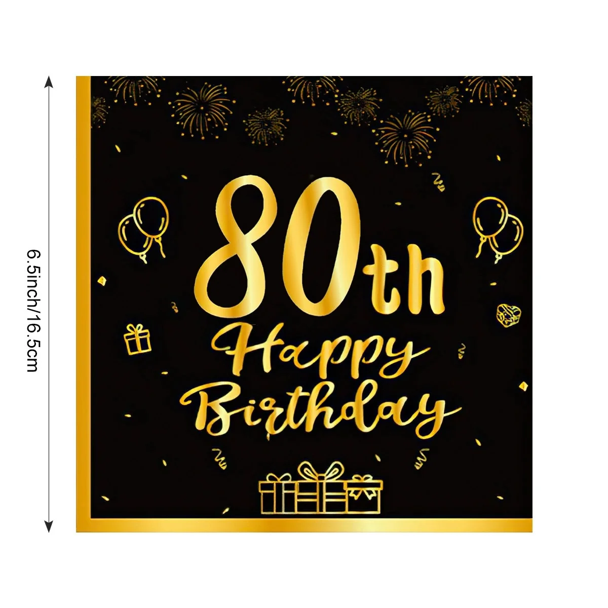 Glücklicher 18., 21., 30., 40., 50., 60. Geburtstag, schwarze und goldene Servietten, 20 Stück, Party-Servietten, 70. Geburtstag Servietten, Alles Gute zum 50. Geburtstag – Detail 1