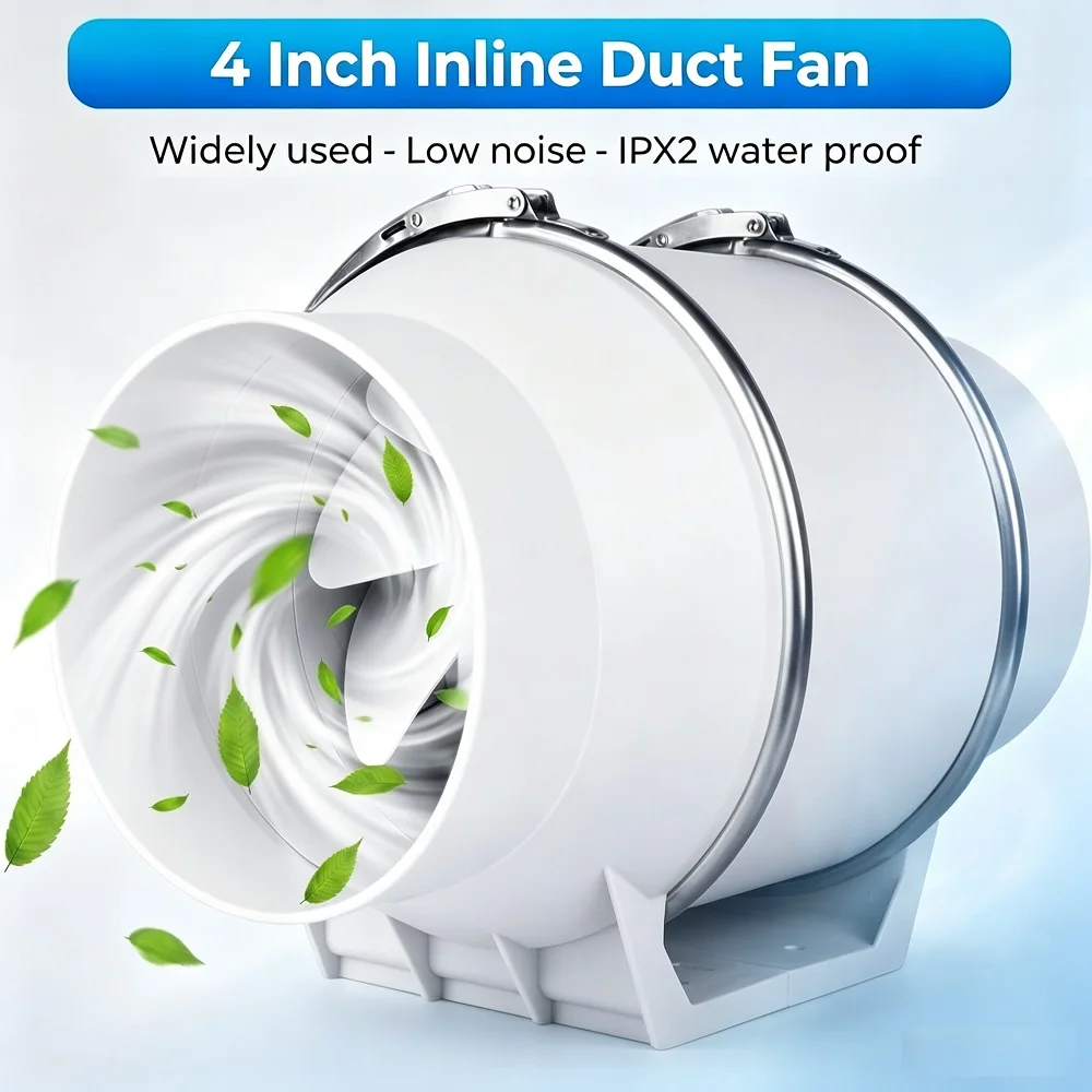 Ventilateur d'extraction silencieux 220V de 4 pouces pour maison, ventilateur de conduit en ligne, extracteur de salle de bain, ventilation de cuisine, toilettes, purificateur d'air mural