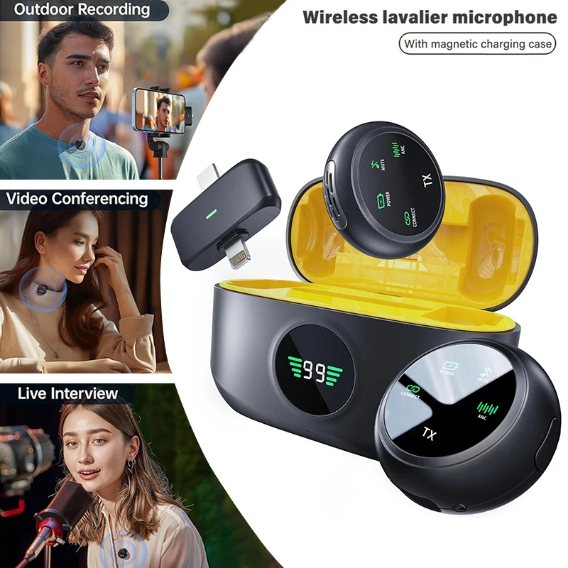 

Беспроводной петличный микрофон K31 Pro - ультранизкая задержка, 360° звукоснимание ° Всенаправленный микрофон Plug&Play для IOS/Android/YouTube/LIVE/Podcast