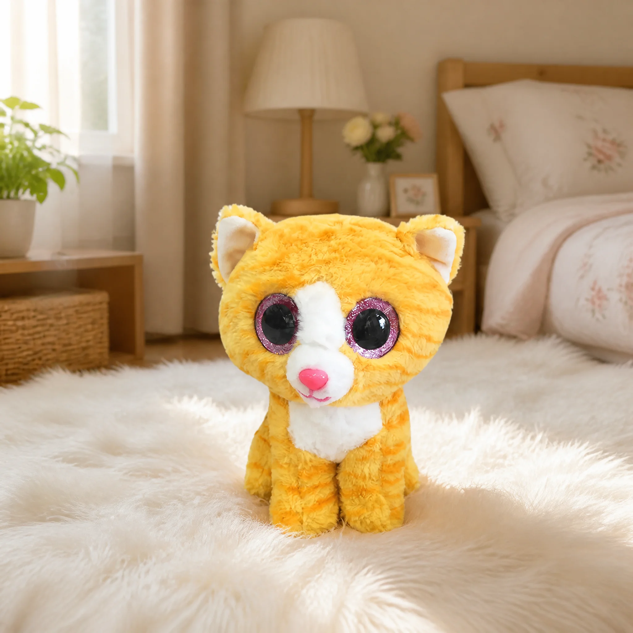Gele Tabby Kat Pluche Speelgoed 26cm - Zacht Gevuld Kitten voor Decoratie en Kinderen, Speciaal Cadeau, Koop Meer en Betaal Minder