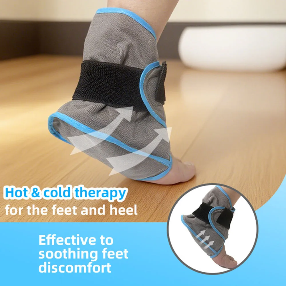 Compression Ankle Ice Pack Wrap ,Foot Pain Relief - Soft Cold Brace  Recovering Injuries - Support for Swelling Sports Injury