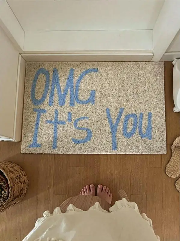 Creative Funny Text Doormat PVC Wire Loop Entrance Mat Non-Slip Waterproof Kitchen Rug Indoor Outdoor Hallway Floor Carpet