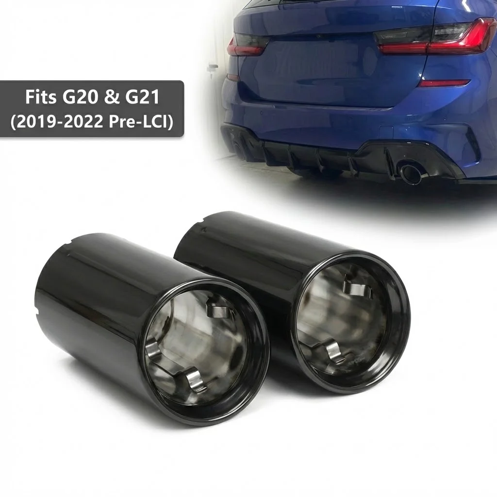 

2x Stainless Steel Exhaust For BMW G22 G26 420i 430i G20 G21 320i 330i 330e (2019-2022 Pre-LCI ONLY) Muffler Tailpipe Cover