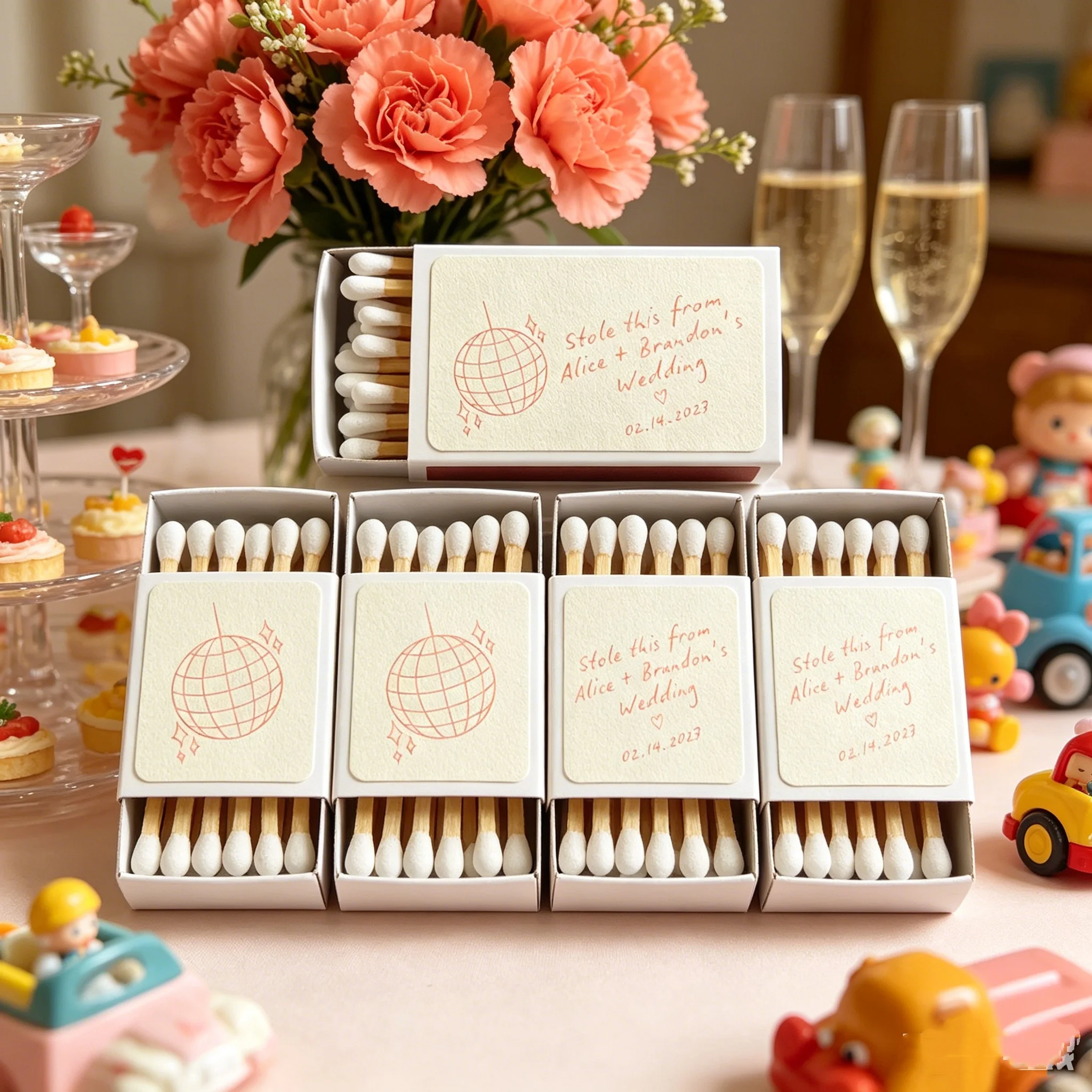 

Personalized The Perfect Match Wedding Matchboxes - Custom Names & Date Favors for Bridal Shower & Engagement Party