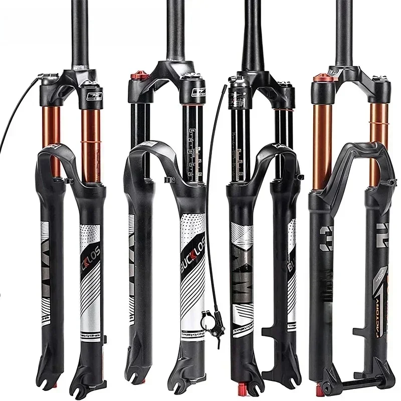 AliExpress BUCKLOS 26/27.5/29er MTB Fork 120mm 140mm Bicycle Air Suspension Fork Straight/Tapered Mountain Bike Fork Quick Release RL/LO