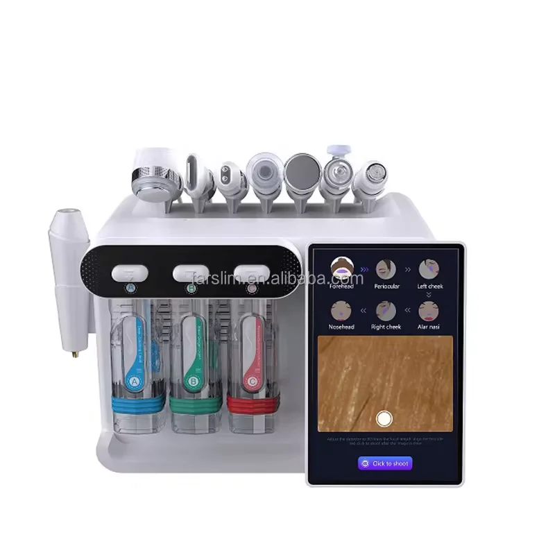 HOT 8 in 1 Korean Skin Care Oxygen Hydrodermabrasion H2O2 Water Bubble Jet Peel Machine With AI Skin Analysis