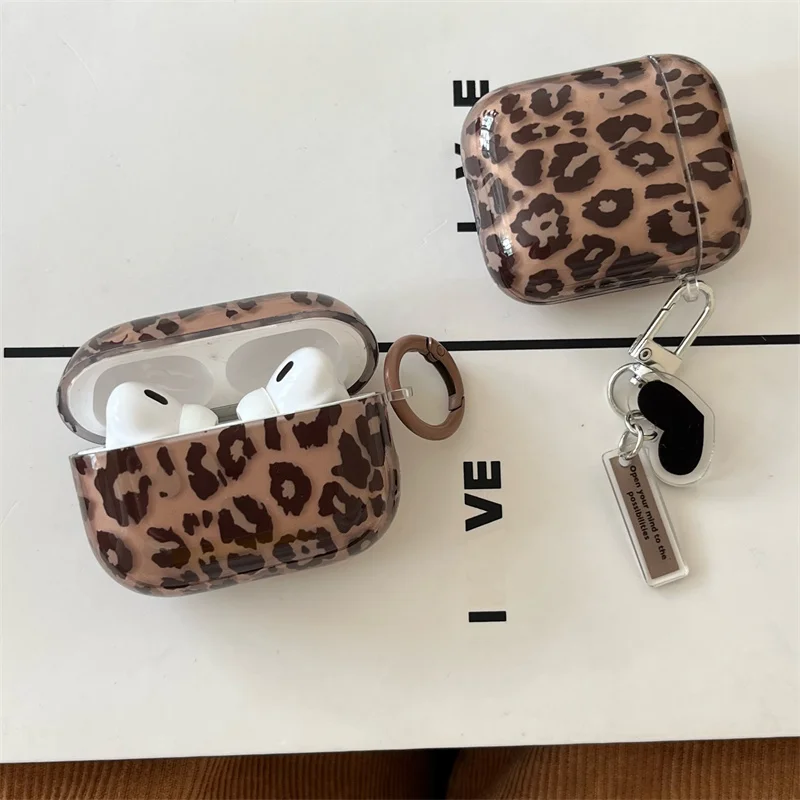 For Apple Airpods 4 3 Pro 2 Case Winter Leopard Print Cute Headphone Cover Silicone Headset Charging Cases For Airpod Pro 2 Capa