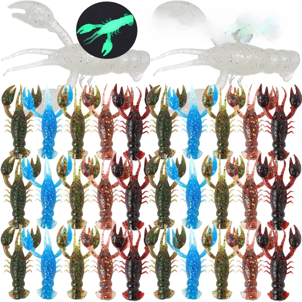 1-20 pièces leurres de poisson souples appâts de crevettes artificiels matériel de pêche homard écrevisses ver anguille aiguille nageurs gabarit outils de pêche