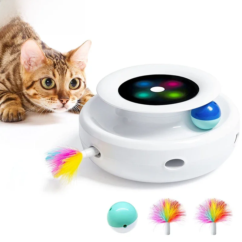 ROJECO 2-in-1 slim kattenspeelgoed Automatische veer Leuke balspeelgoedset voor kat Hond 5 modi Elektronische interactieve huisdierenspeelgoedaccessoires - afbeelding 2
