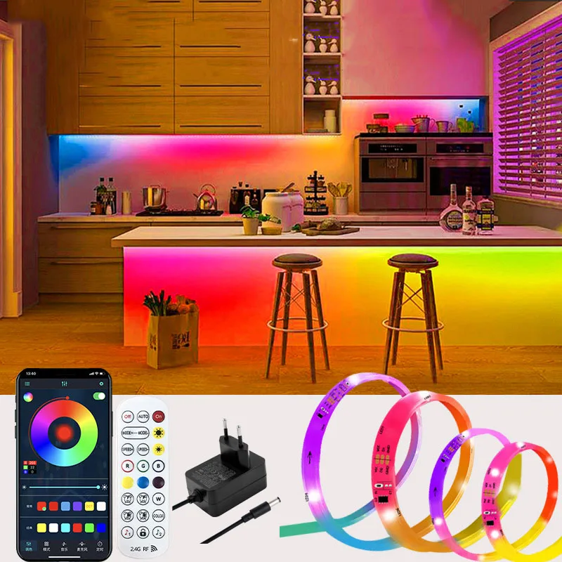

RGB LED Chasing Light Strip with Sound Pickup – Smart App Controlled, Outdoor Waterproof, Encapsulated Ambient Lighting