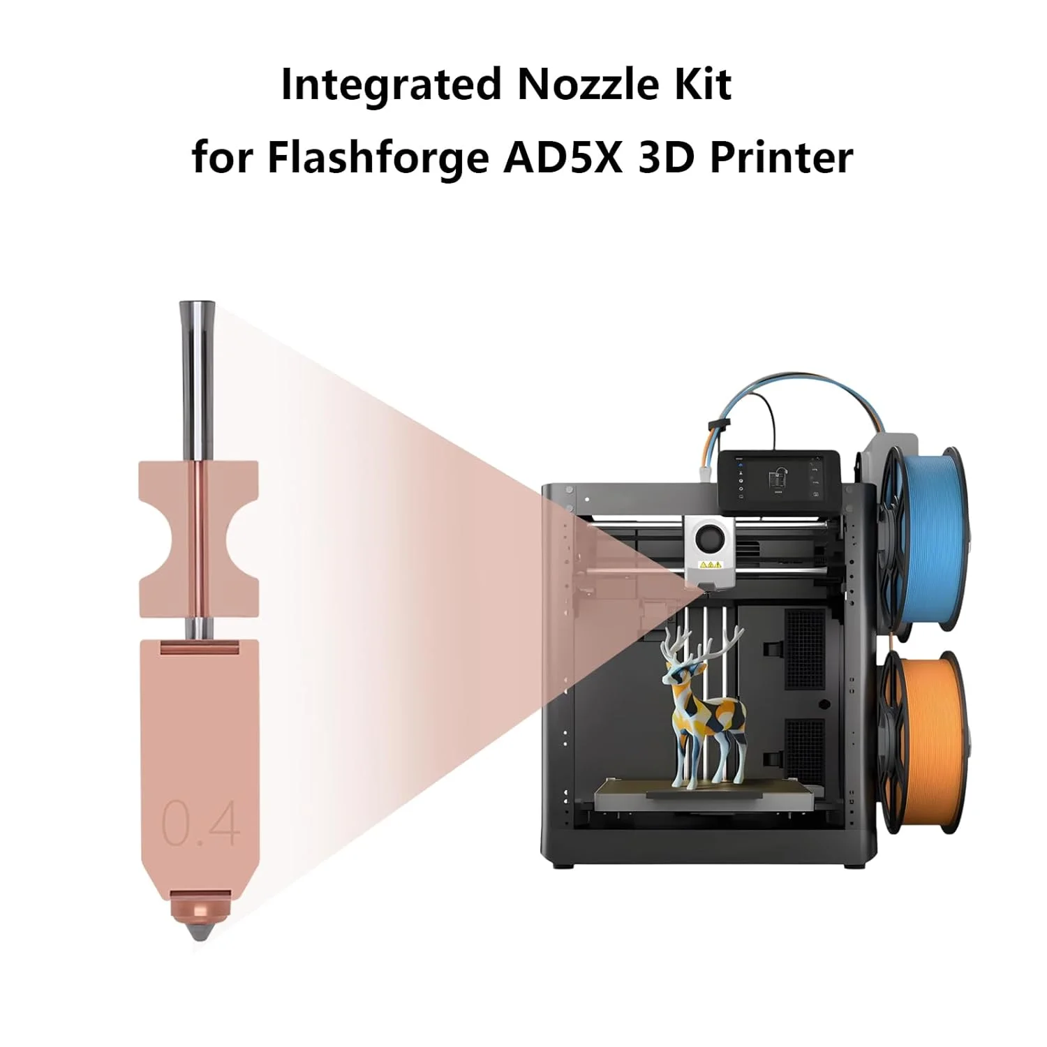 

Усовершенствованное сопло с большим потоком для Flashforge AD5X, интегрированное сопло из закаленной стали с радиатором для 3D-принтера AD5X
