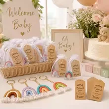 12/6 Sets Bohemian Regenbogen-Schlüsselanhänger-Set, handgefertigt mit Geschenktüten und Karten für Hochzeiten, Geburtstage, Weihnachtsfeiern