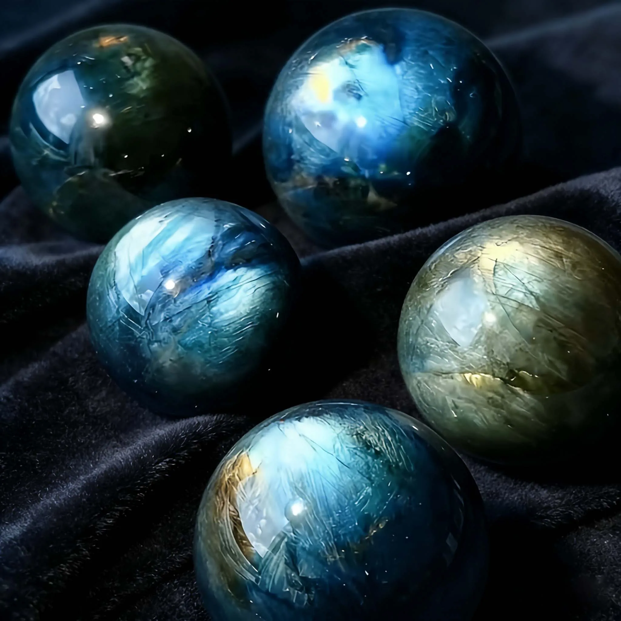 

Labradorite Crystal Sphere Star-Fall Iris Unique Matte Smooth Niche Zen Decor