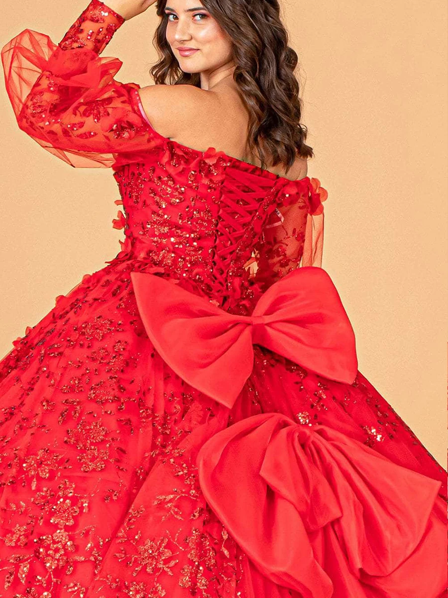 Robe de Quinceanera avec appliques de luxe, manches transparentes amovibles, robe de Rhde princesse de fête, robe de train de balayage à nœud dans le dos, 15 ans