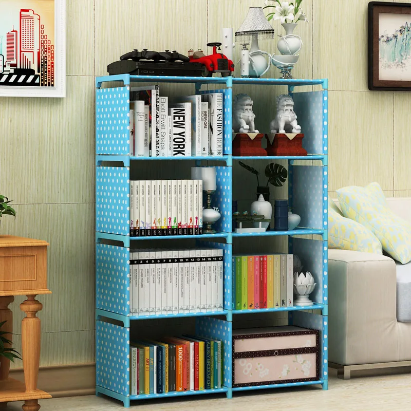 Simple Bookshelf Removable Bookcase Living Room Sundries Storage Holder Lattice Cabinet Home Decor Display Stand Book Shelf