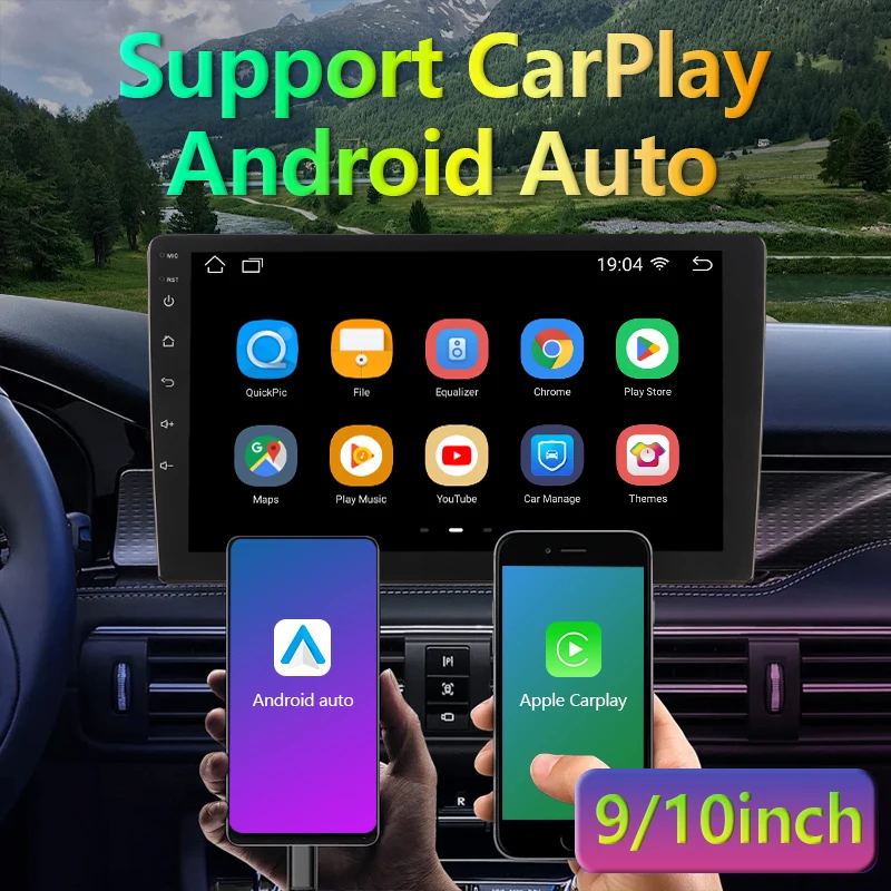 

Car Radio Universal 9/10 Inch Screen Wireless Multimedia Video Player Android 13/12 Car GPS Rearview Camera Wireless Autoradio