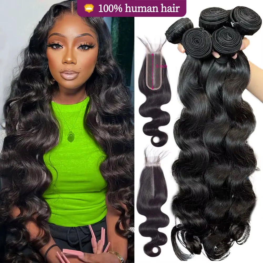 12A Tissage Cheveux Humains Avec Fermeture 3/4 Tissages avec 2x6 Fermeture à Lacets Cheveux Vierges Extensions Cheveux Bruts Tissage Bouclé Longueur Réelle Tissage Livraison 3 Jours