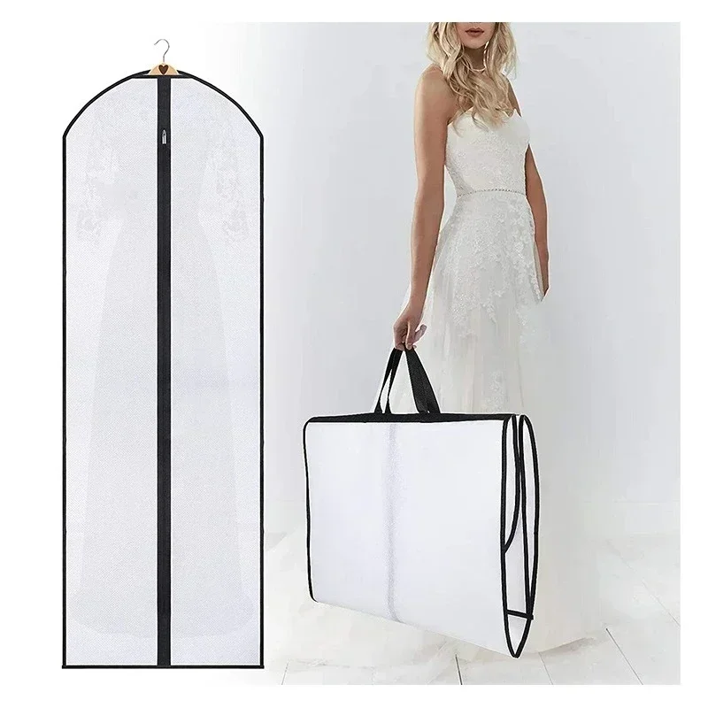 60x180cm Kleding Stofkap Kledingstuk Pak Jurk Jas Kleding Jas Stofdichte Hoes Protector Reistas Pak Trouwjurk Cover - afbeelding 2