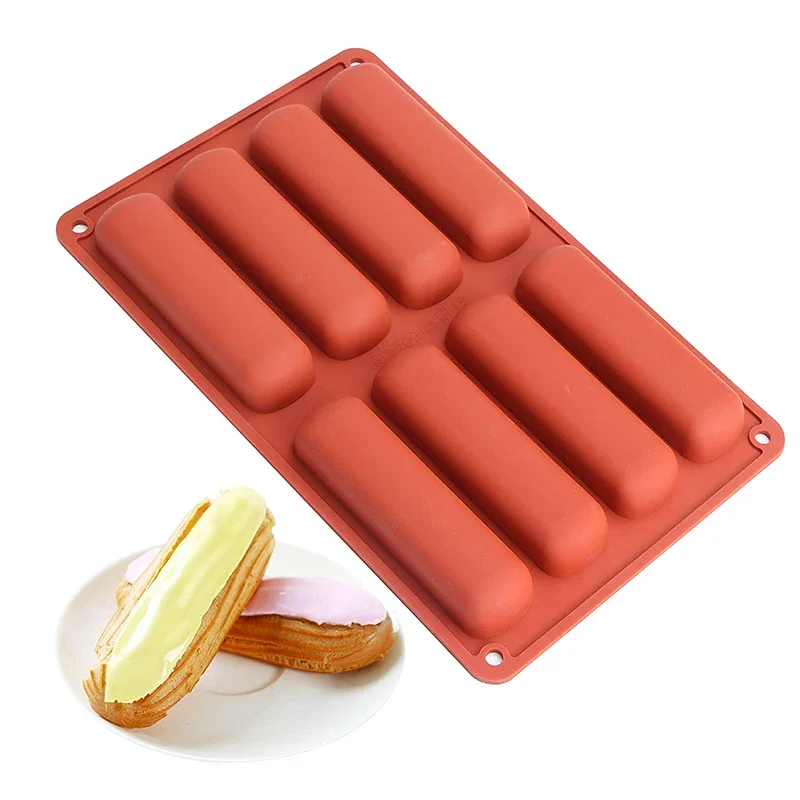 8 wgłębień Twinkie Silikonowa forma do ciasta Eclair Puff Forma do pieczenia Nieprzywierająca maszyna do robienia batonów energetycznych z płatków zbożowych Forma do masła z truflową czekoladą — zdjęcie 2
