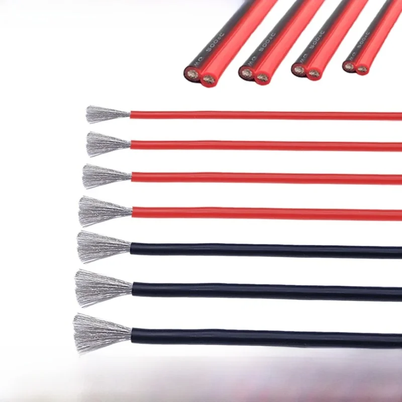 Câble en Silicone souple pour batterie de voiture, câblage automobile 30 28 26 22 20 18 16 14 12 8AWG, fil électrique résistant à la chaleur, rouge noir