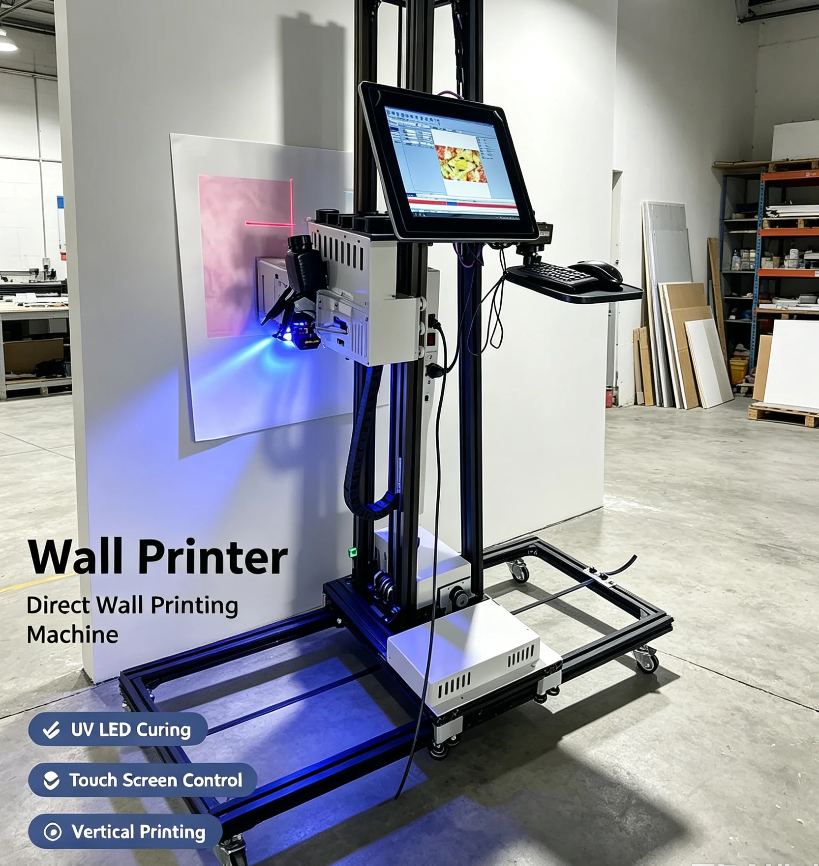 3D Foldable Wall Printer with Touch Screen House Decoration 4K High Definition Wall Inkjet Printing Machine Direct to Wall