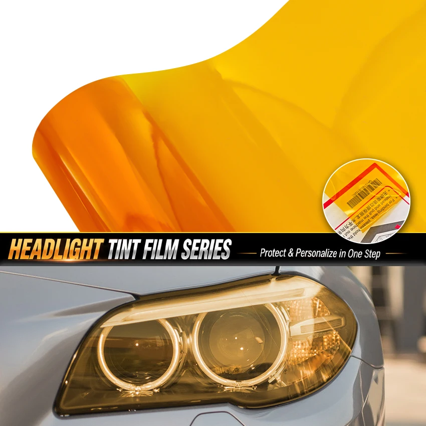Super Gloss Orange VLT30% 30x C60/120/200cm Headlight Tint Film Professional Auto PPF Lamp Vinyl Wrap Fog Light Styling Stickers