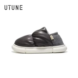 UTUNE Winter Women Slippers Anti-slip Indoor Warm Plush Waterproof Heel Shoes Comfortable Outdoor Casual Easy Walk Fashion