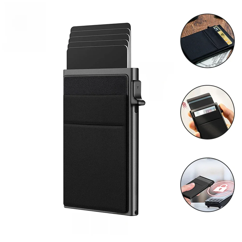 Rfid Kreditkarteninhaber Männer Dünne Dünne Mini Minimalistische Brieftaschen Luxus Metall Bank ID Cardholer Fall Brieftasche für Männer Carteras Wahl