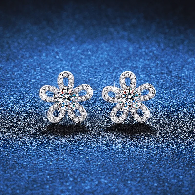 

Серьги-гвоздики из стерлингового серебра 925 пробы 1CT D цвета с муассанитом и подсолнухом для женщин в корейском стиле