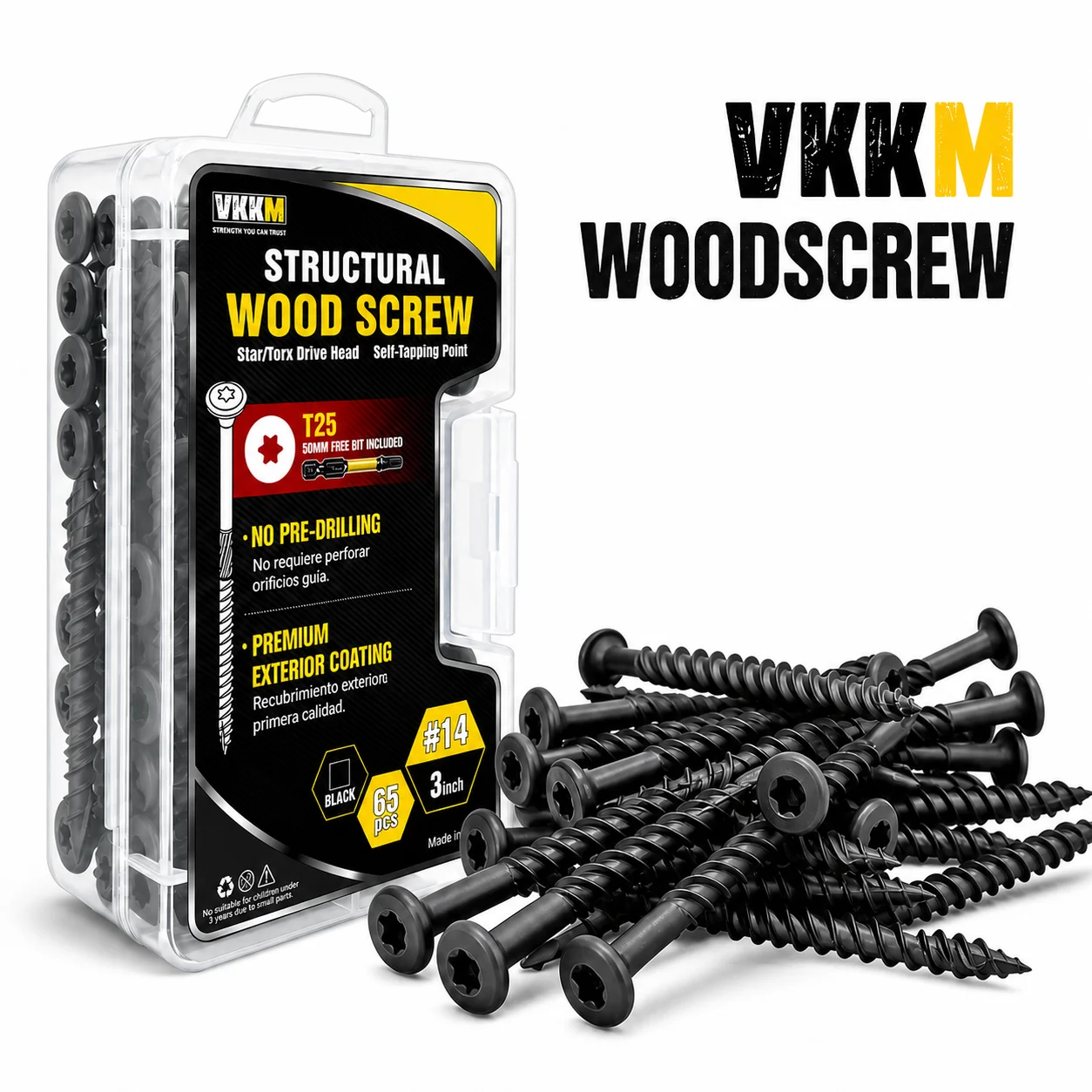 65Pcs T25 Structural Wood Screws #14x3