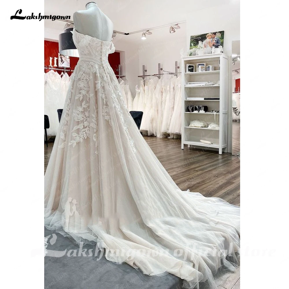 Stylish Off-the-Shoulder Aline Wedding Dress Floral Lace Appliques Backless Bridal Dress 2023 Vestido Sexy Boho Bridal Dress