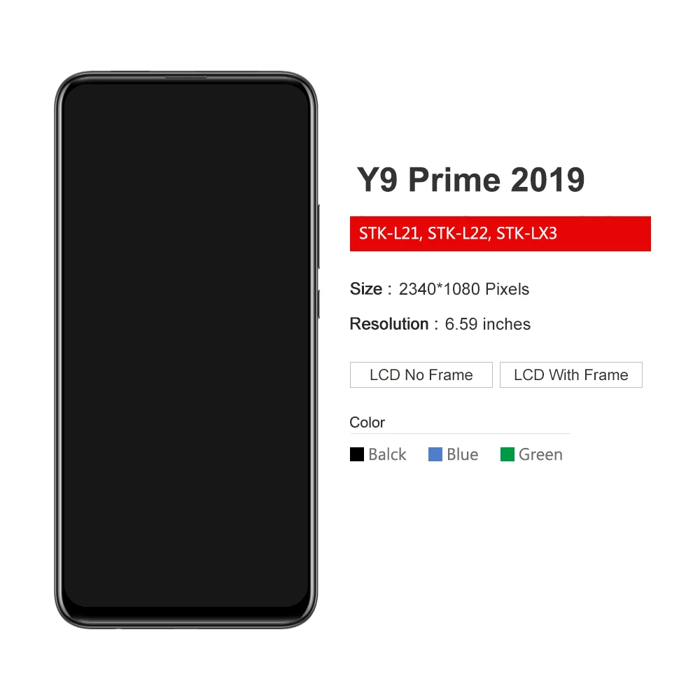 For Huawei Y9 Prime 2019 / P Smart Z LCD Display STK-LX1 Touch Screen Digitizer +Frame Assembly Replacement Parts