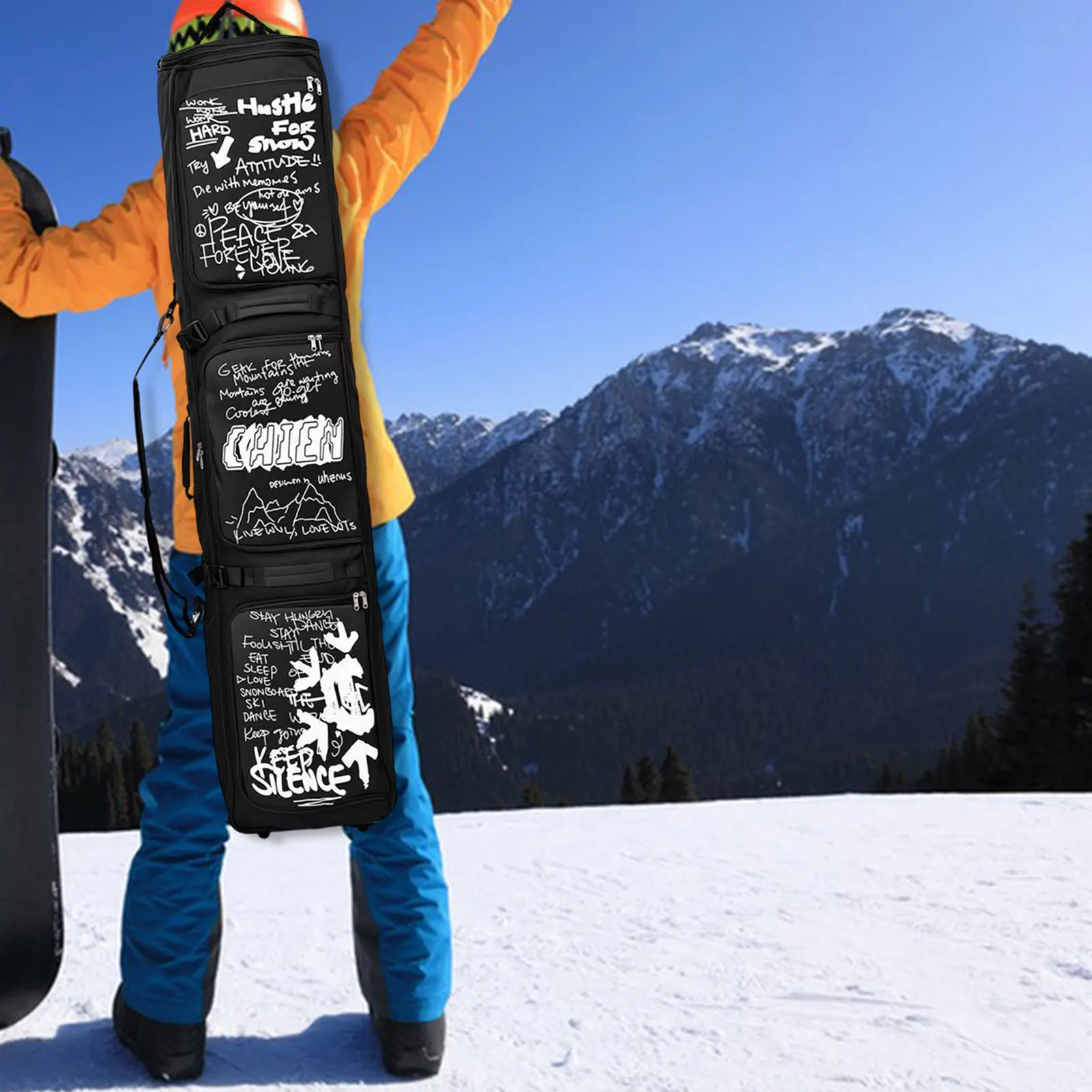 Creative Ski Bag Rolling Ski Bag Waterproof Snowboard Bag for Winter Sports Outdoor Storage and Organizer Boots Clothes Helmet