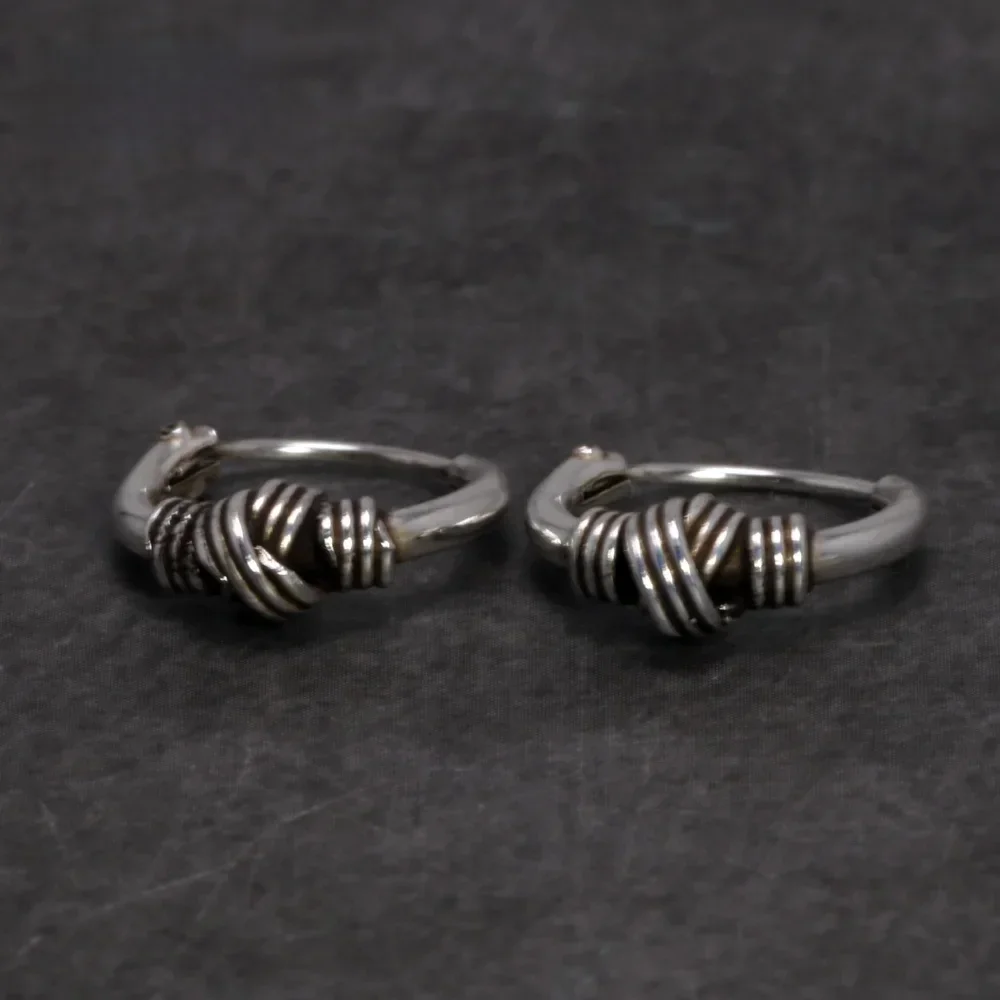 10mm Kolczyki z kością ucha 925 Srebrne kolczyki kółka dla kobiet Klamra do uszu Małe kolczyki w kształcie płatka uszu Biżuteria męska Retro Punk — zdjęcie 2