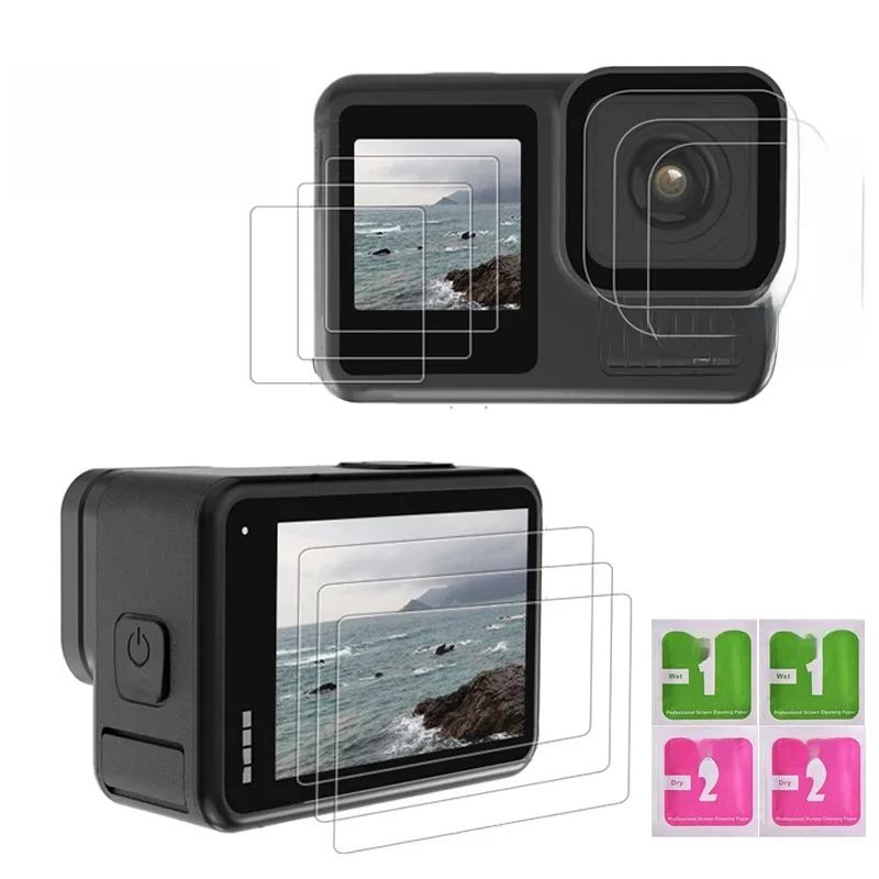 Displayschutzfolien aus gehärtetem Glas für GoPro Hero 13, schwarze Kameraobjektiv-Glas-Schutzfolien, 9H-Härte, vollständige Abdeckung