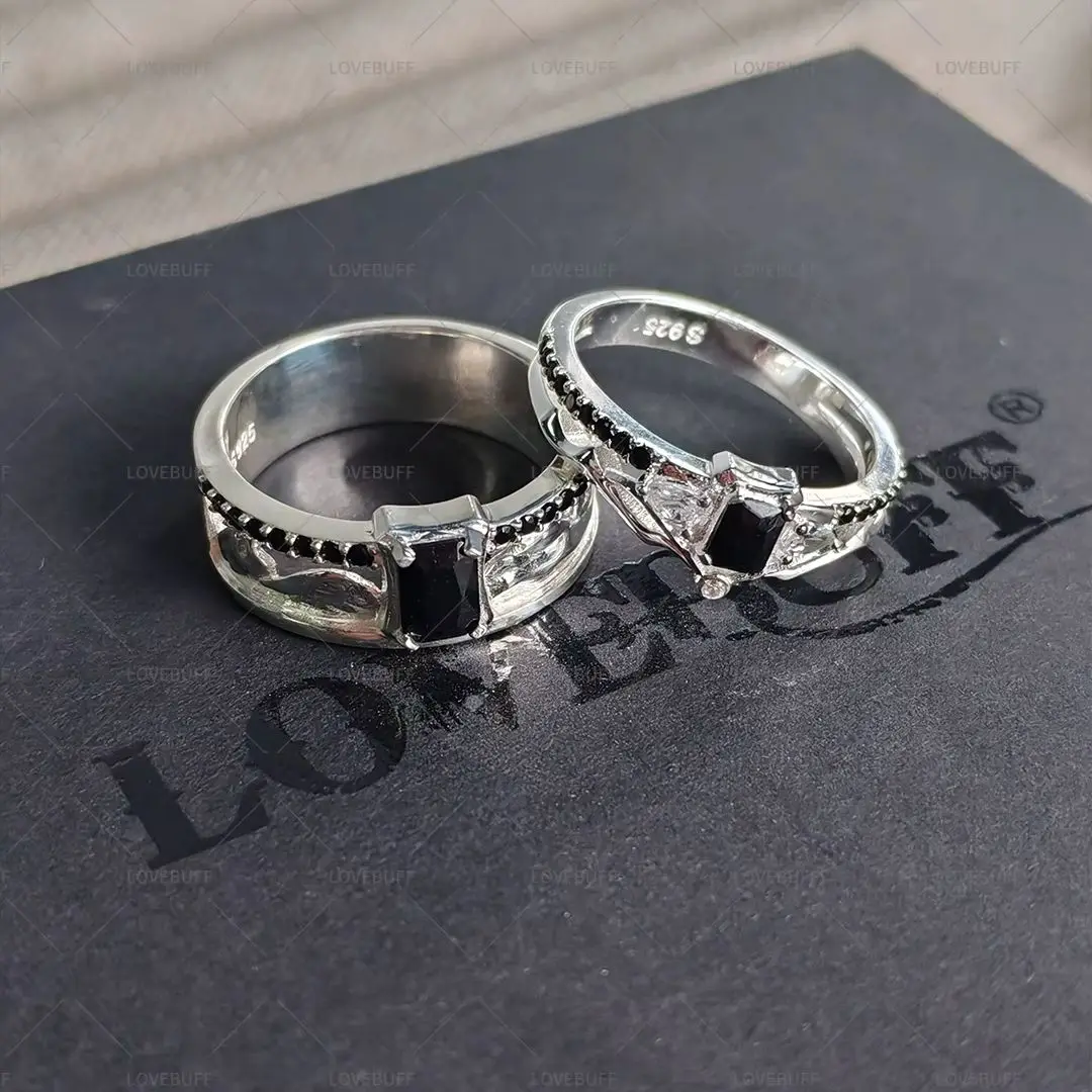 LOVEBUFF Love and Deepspace Sylus Ring Inspired Silver Closed Wedding Bands