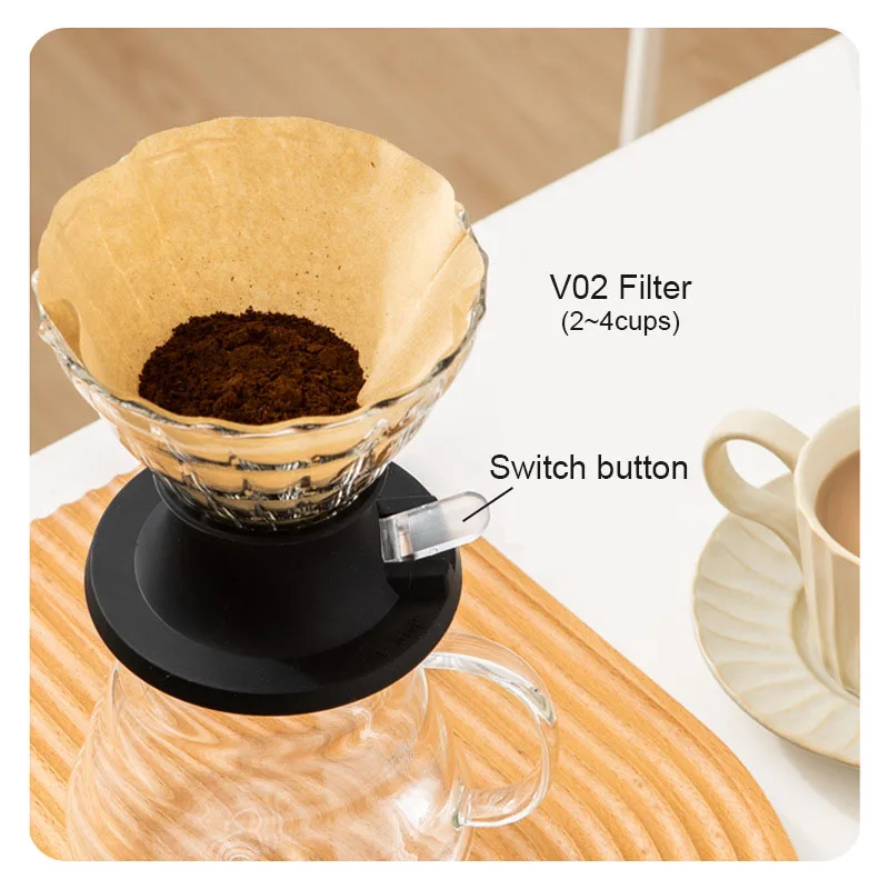 Immersion Switch Coffee Filter Glass Dripper Clever Coffee  Dripper Coffee Accessory for hand brewed coffee 2~4cups