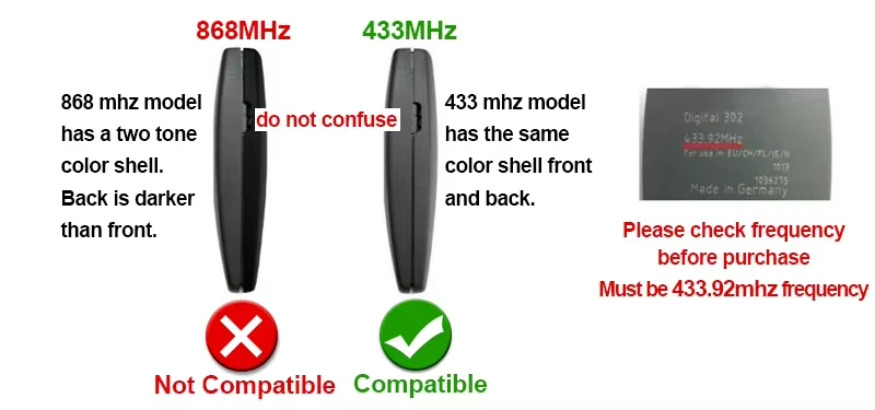 433MHz Digital 382 384 D302 D304 D313 D323 211 212 221 231 222 224 Garage Door Remote Control 433.92mhz Fixed Code