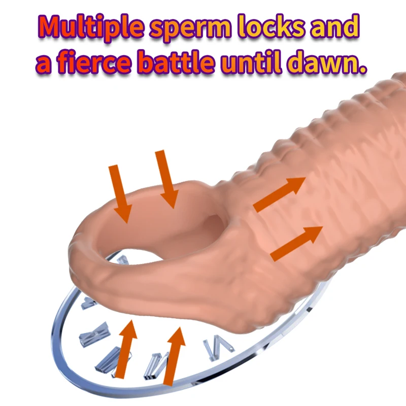 Male Realistic Penis Sleeve Extender Cock Sleeve Dick Enlargement Delay Ejaculation Cock Ring Reusable Condom Sex Toys For Men