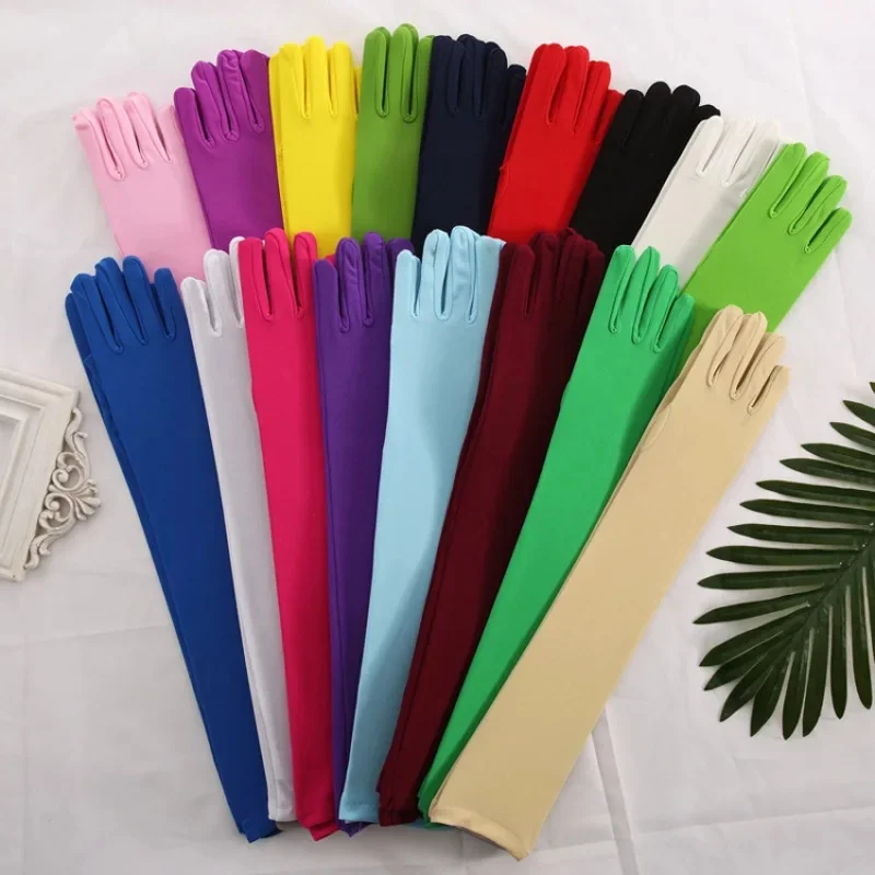 AliExpress DANJIU 45cm Matte High Elasticity Long Solid Gloves Multiple Colour Driving Cycling Sun Protection Stage Performance Cosplay Dinner