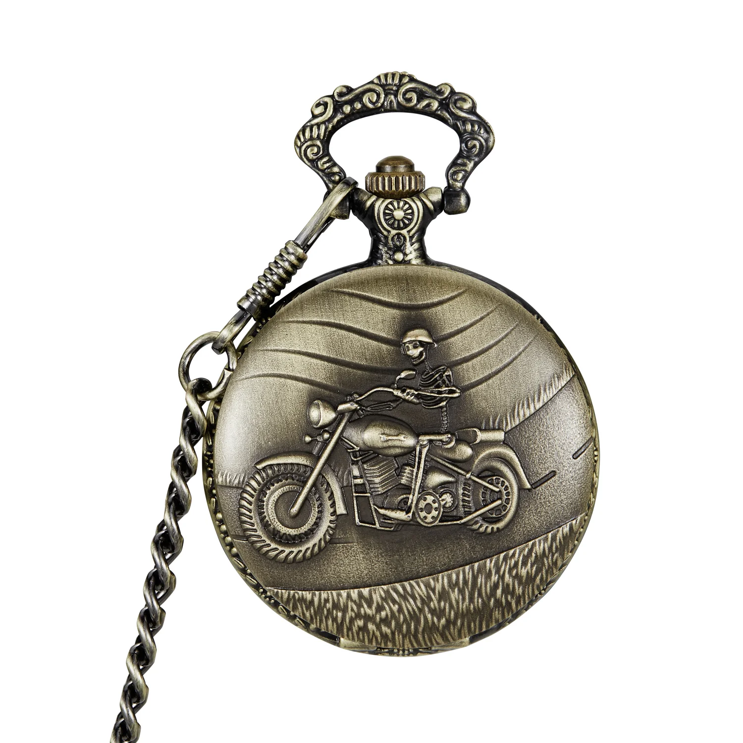 Top Vintage Retro Motorcycle CAR Pattern mechanical Pocket Watch Classic Men Necklace Pendant Fob Watch Gifts fots for Women Men