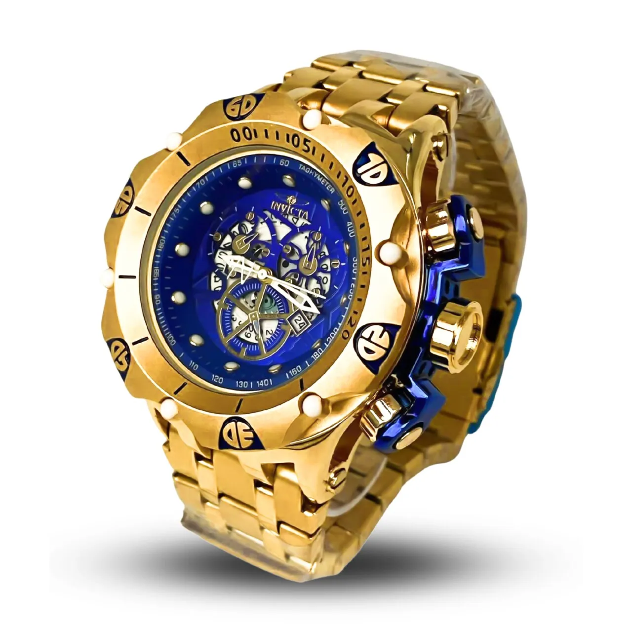 Relógio Invicta Venom Hybrid Skeleton Masculino Dourado Banhado a Ouro 18k A Prova D'água +2 Brindes