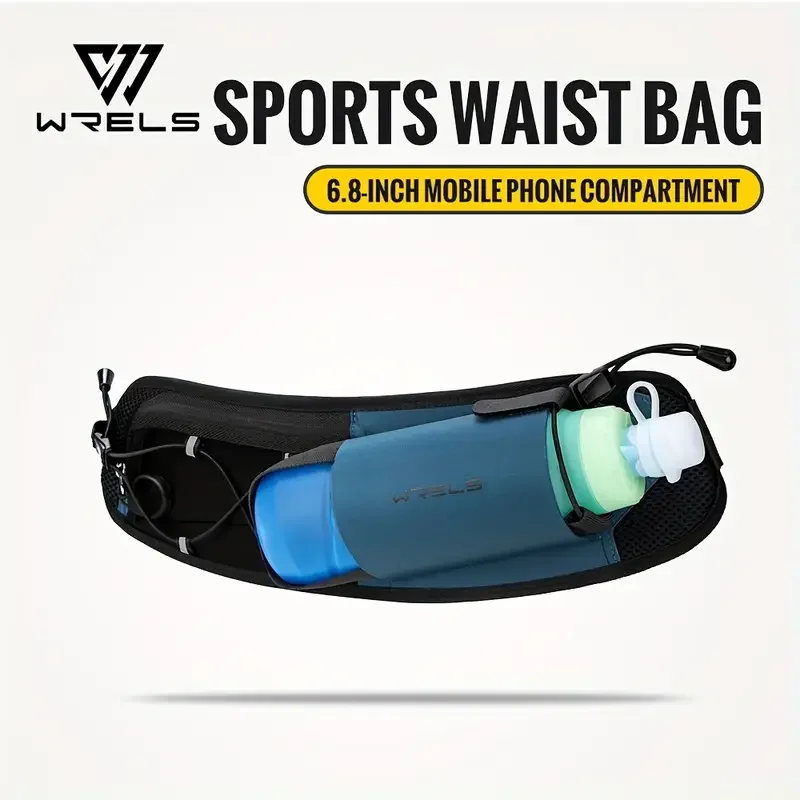 WRELS Running Bag Waist bag Men Belt bag Marathon Trail Waist Pack For Phone Water Bottle Sports Fanny Pack Fitness Dual Pocket