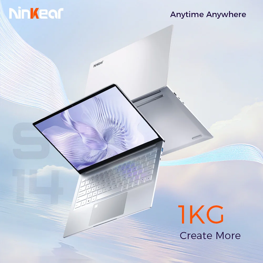 Portátil Ninkear S14 de 14 Pulgadas con Pantalla IPS 2.2K, AMD Ryzen 5 7535HS de 6 Núcleos a Máximo 4.55GHz, 16GB de RAM LPDDR5, 1TB de SSD, WiFi6, Bluetooth 5.3, Batería de 5195mAh, USB3.0 Tipo-C, HDMI, 1G LAN, Ideal para Oficina, Negocios, Estudiantes y Juegos
