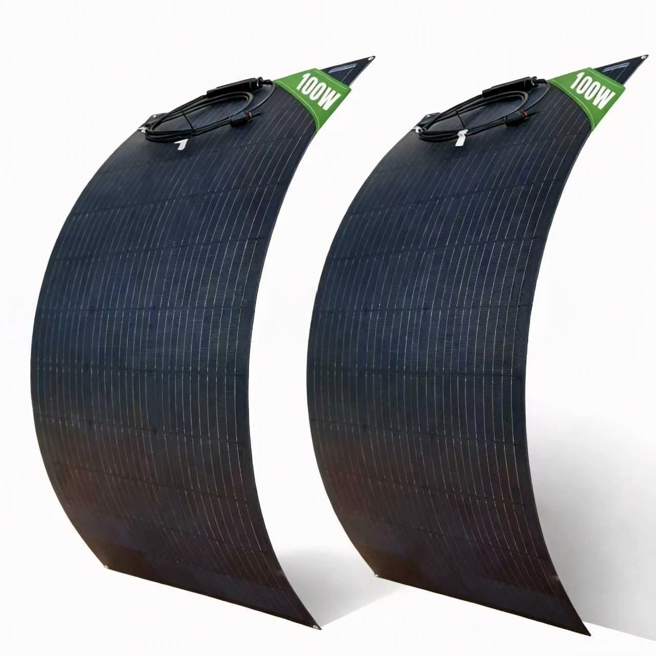 200W (2 Stück à 100) ETFE Flexibles Solarpanel Monokristalline Solarzelle, Hocheffizientes Biegbares Panel 12V Batterieladung, für Wohnmobile, Boote, Autos