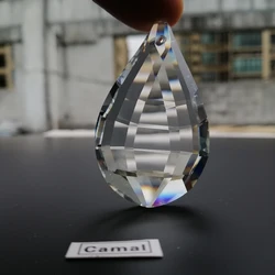 Camal 2PCS 50mm K9 Clear Lute Shaped Crystal Glass Prisms Pendants Drop SunCatcher Lamp Lighting Chandelier Parts Hanging Decor