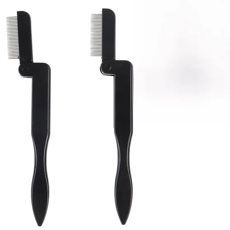 Peigne à cils noir pliable, double brosse métallique pour Extension de cils, outils cosmétiques de beauté