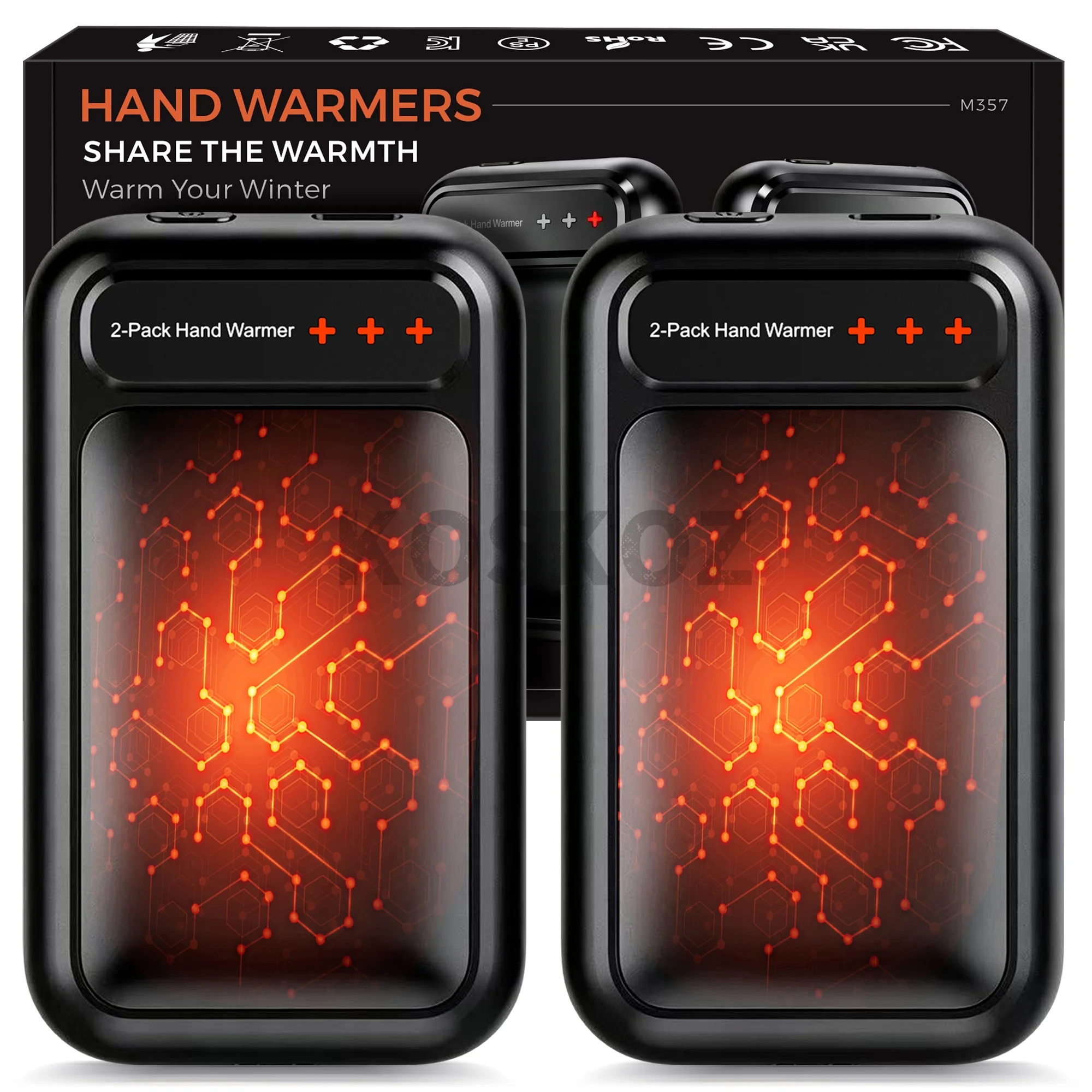 Rechargeable Hand Warmers, 2-Pack, Pocket-Size Design That Fits Gloves, Artists in Bloom Design, Gifts for Women Men