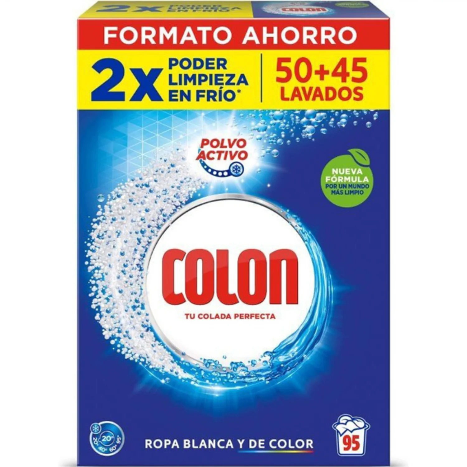 Detergente en Polvo para Ropa 4.75KG Limpieza Profunda 2X Poder de Lavado en Frío Hasta 95 Lavados para Ropa Blanca y de Color Eliminación Manchas Difíciles Fórmula Concentrada Ahorro Familiar Lavadora Automática