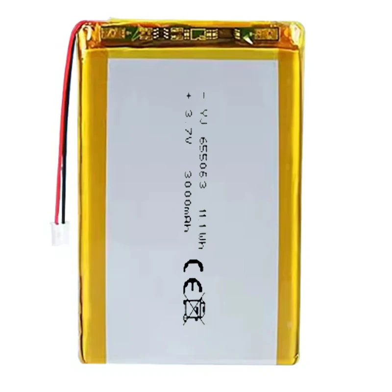 655063 3.7V 3000mAh Ternary Lithium Polymer Battery for Power Banks, High-Power LED Devices, and Electronics